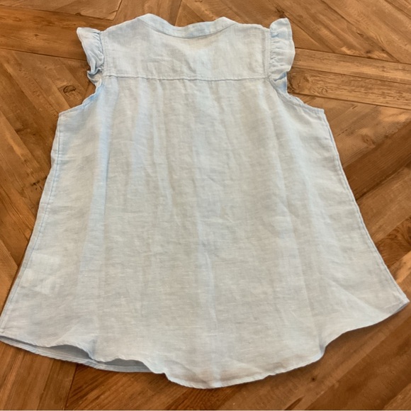 Lilly Pulitzer Briette Linen Button Down Top Celestial Blue Ruffle Sleeve M NWT - Picture 3 of 9